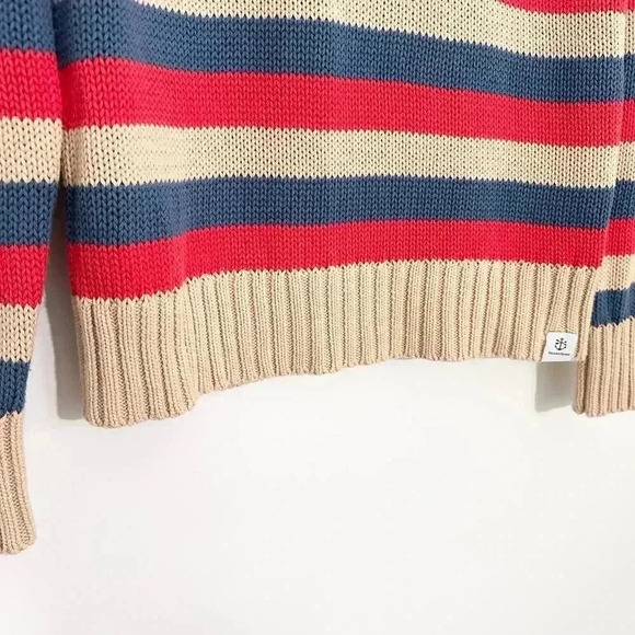 Kiel James Patrick Chatham Striped Knit Sweater | Red Blue Cream | SZ S - Picture 5 of 7
